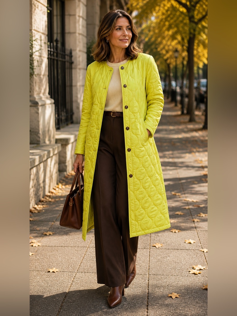 Eilly Bazar Yellow Quilted Puffer Coat Longline Statement Jacket Medium NWT